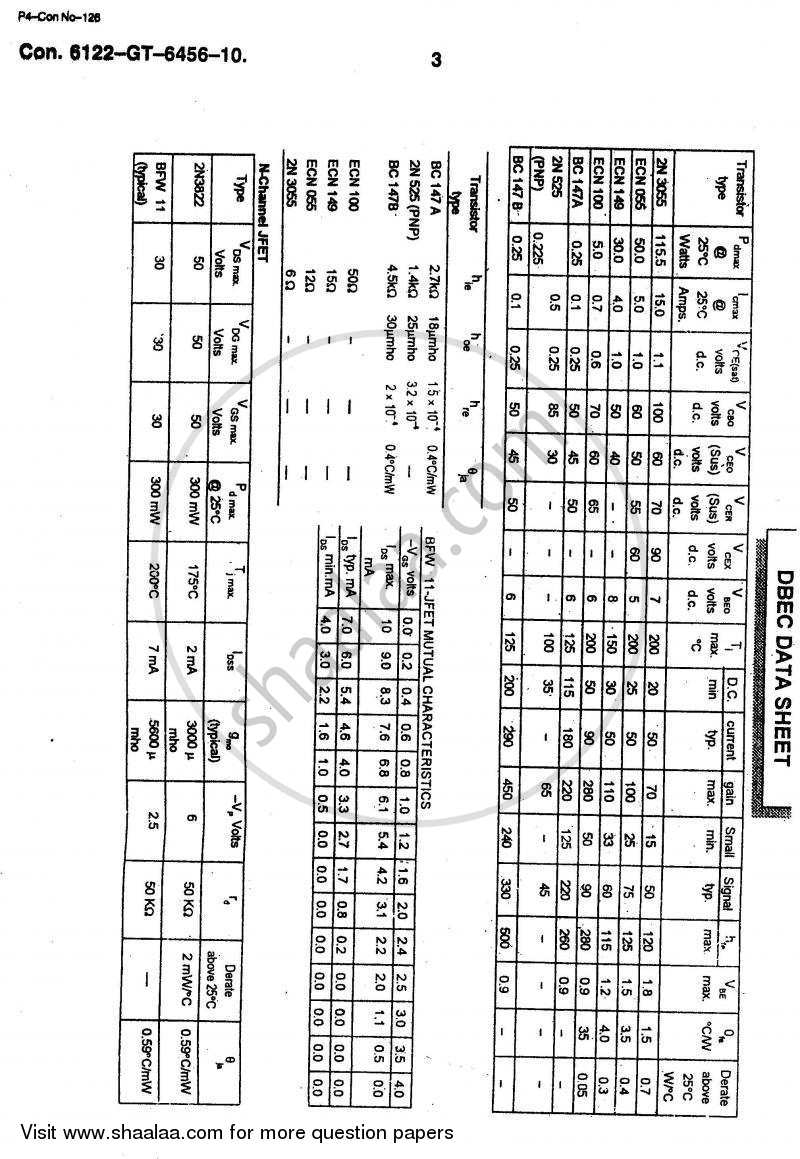 Electronic Circuit Analysis and Design 2010-2011 - B.E. - Semester 4 (SE Second Year) - University of Mumbai question paper with PDF download