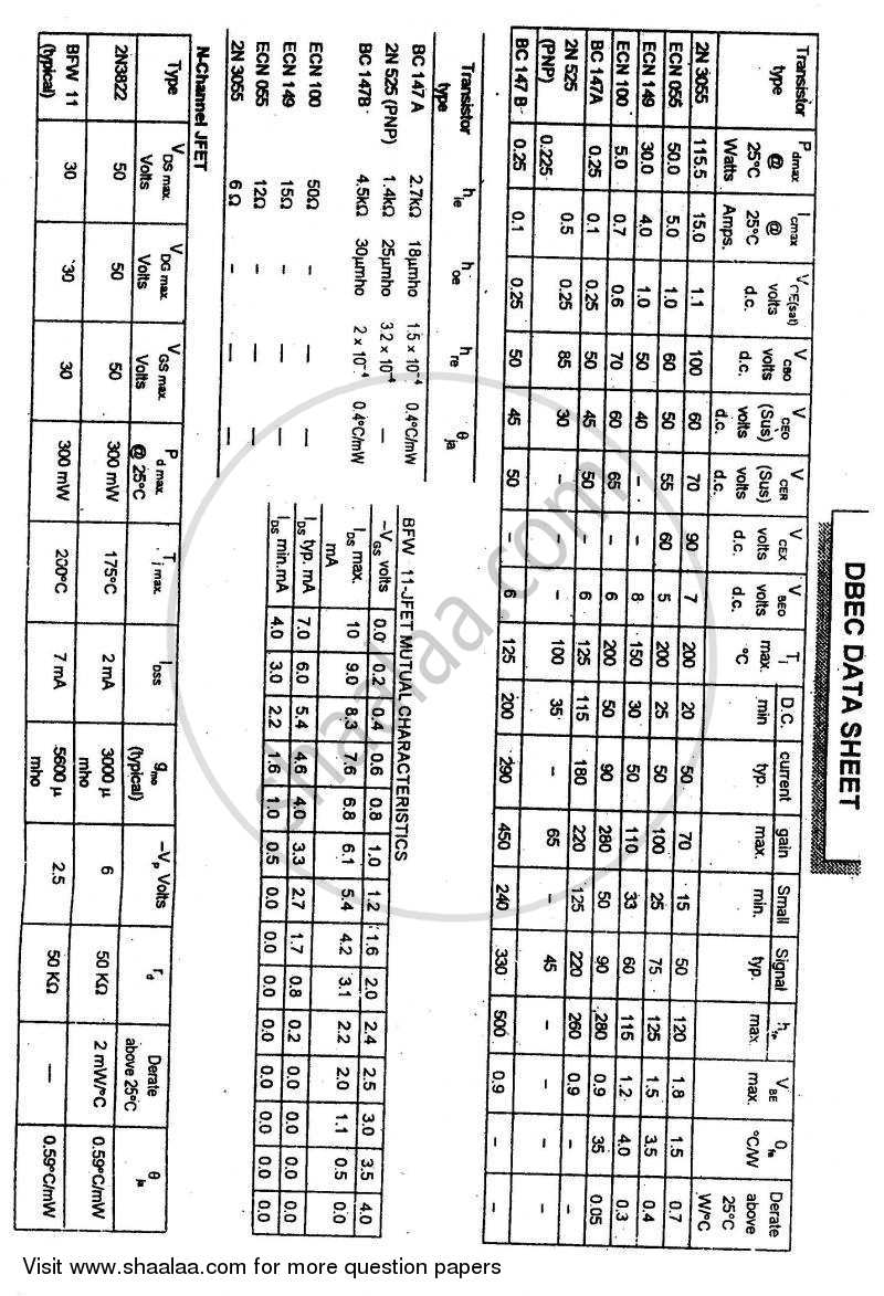 Electronic Circuit Analysis and Design 2010-2011 - B.E. - Semester 4 (SE Second Year) - University of Mumbai question paper with PDF download