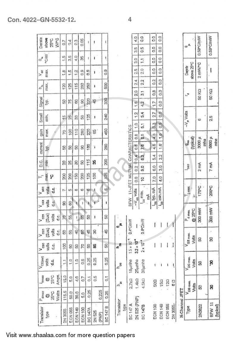 Electronic Circuit Analysis and Design 2011-2012 - B.E. - Semester 4 (SE Second Year) - University of Mumbai question paper with PDF download