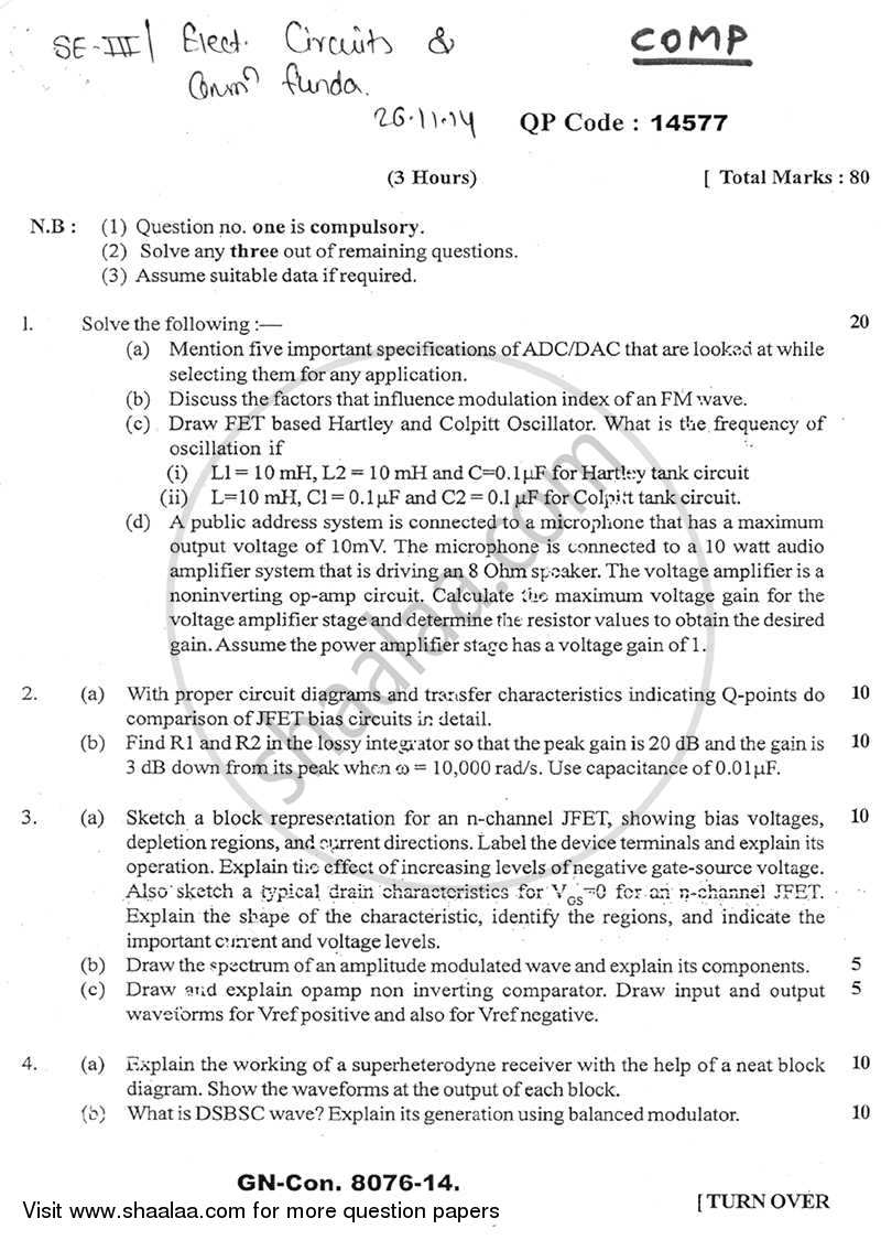 Electronic Circuits and Communication Fundamentals 2014-2015 - B.E. - Semester 3 (SE Second Year) - University of Mumbai question paper with PDF download