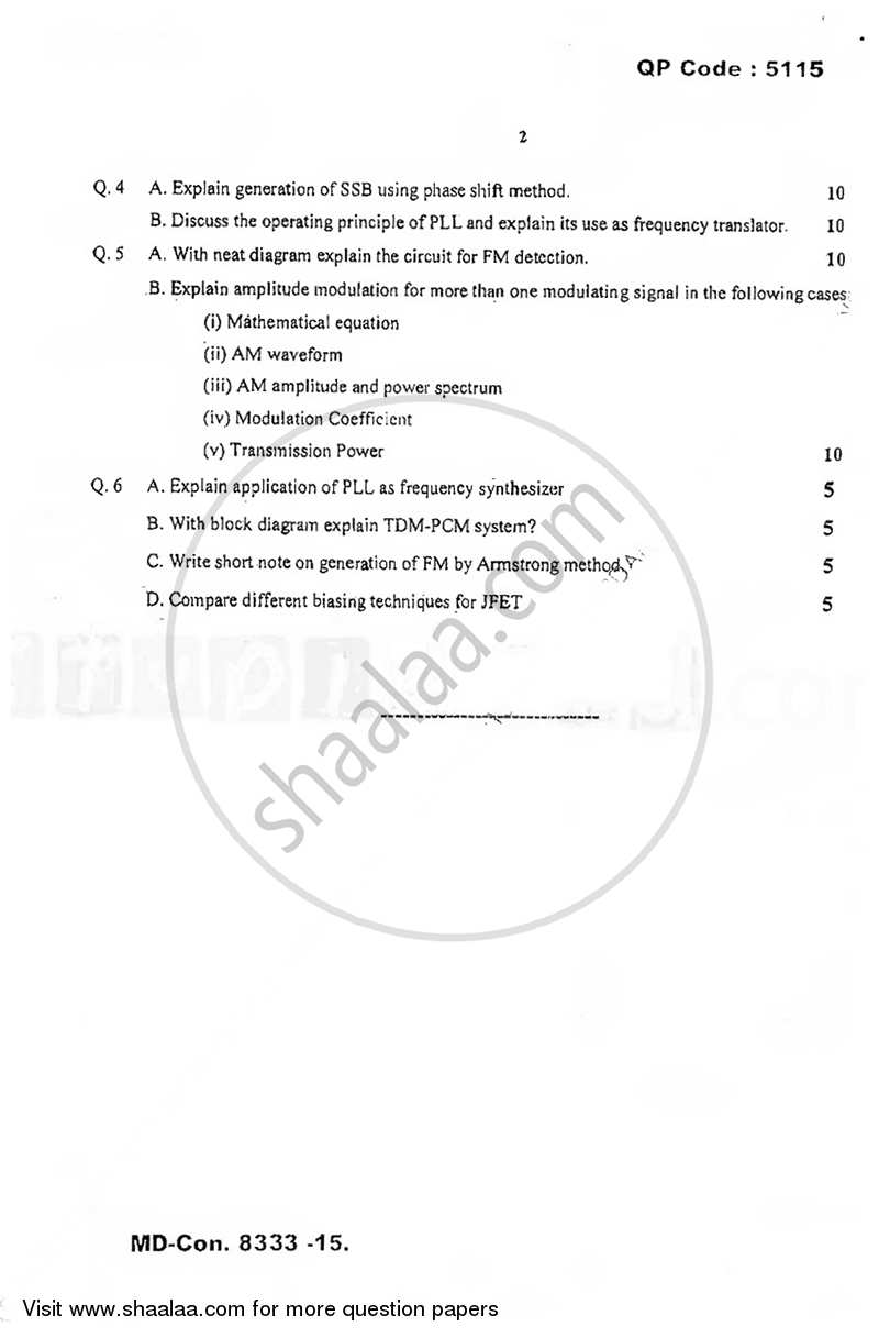 Electronic Circuits and Communication Fundamentals 2015-2016 - B.E. - Semester 3 (SE Second Year) - University of Mumbai question paper with PDF download