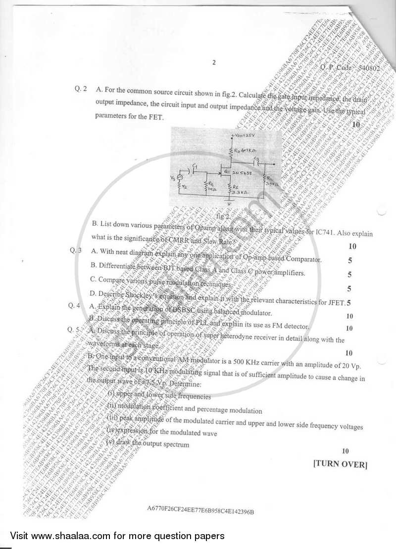 Electronic Circuits and Communication Fundamentals 2016-2017 - B.E. - Semester 3 (SE Second Year) - University of Mumbai question paper with PDF download