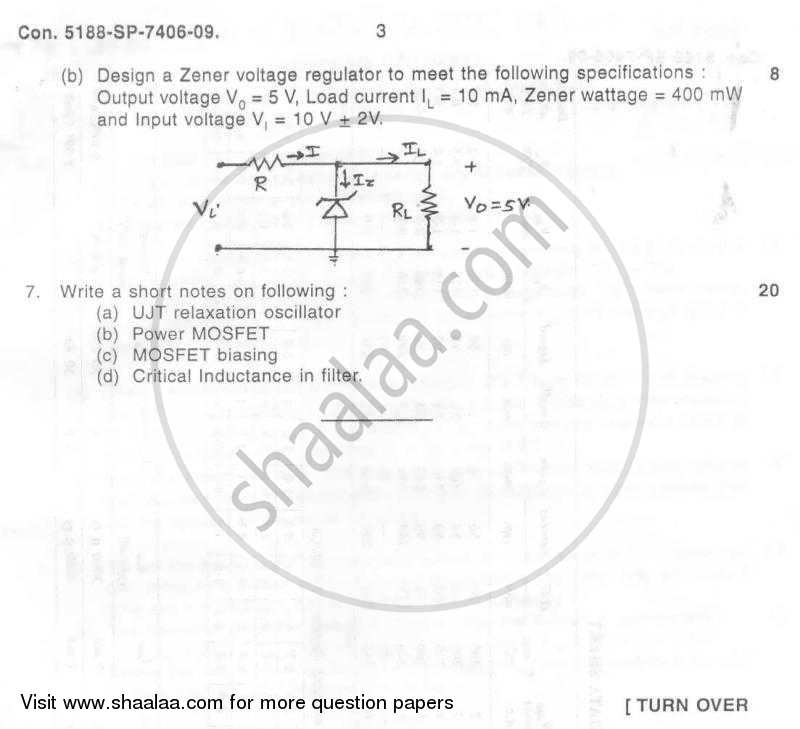 Electronic Devices and Circuits 1 2009-2010 - B.E. - Semester 3 (SE Second Year) - University of Mumbai question paper with PDF download