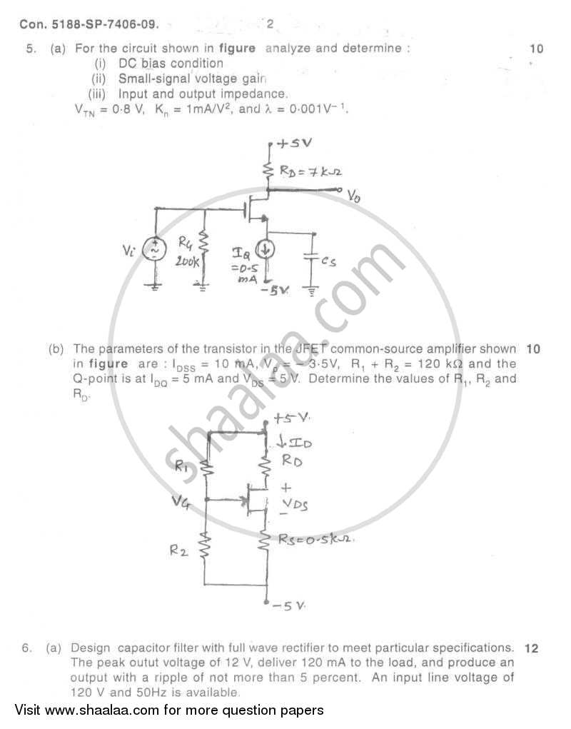 Electronic Devices and Circuits 1 2009-2010 - B.E. - Semester 3 (SE Second Year) - University of Mumbai question paper with PDF download