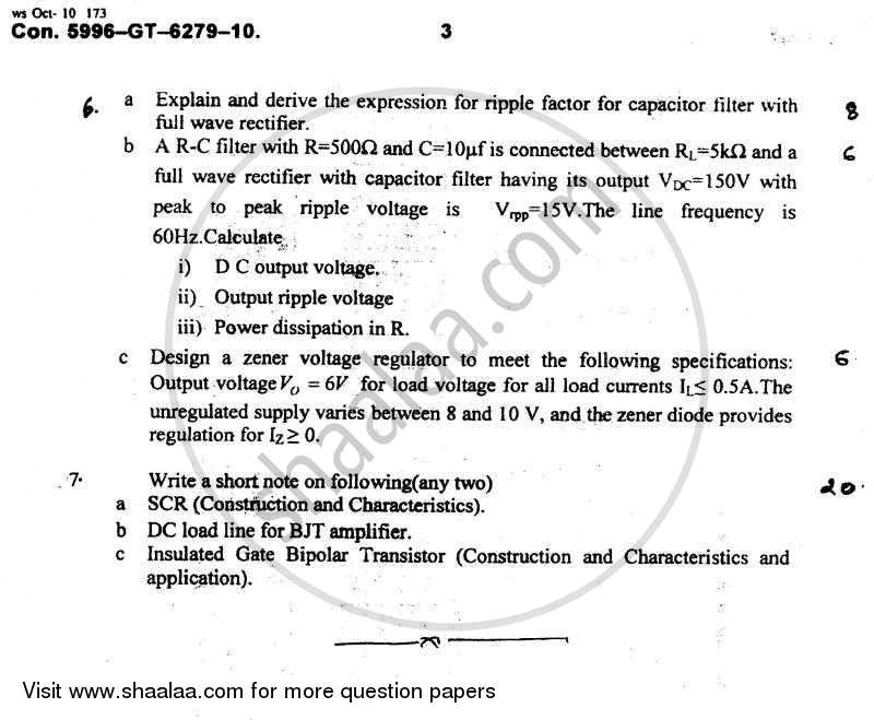 Electronic Devices and Circuits 1 2010-2011 - B.E. - Semester 3 (SE Second Year) - University of Mumbai question paper with PDF download