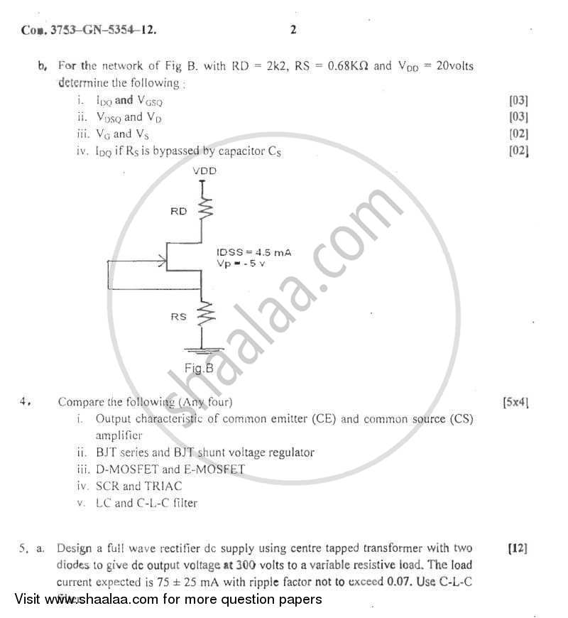 Electronic Devices and Circuits 1 2011-2012 - B.E. - Semester 3 (SE Second Year) - University of Mumbai question paper with PDF download