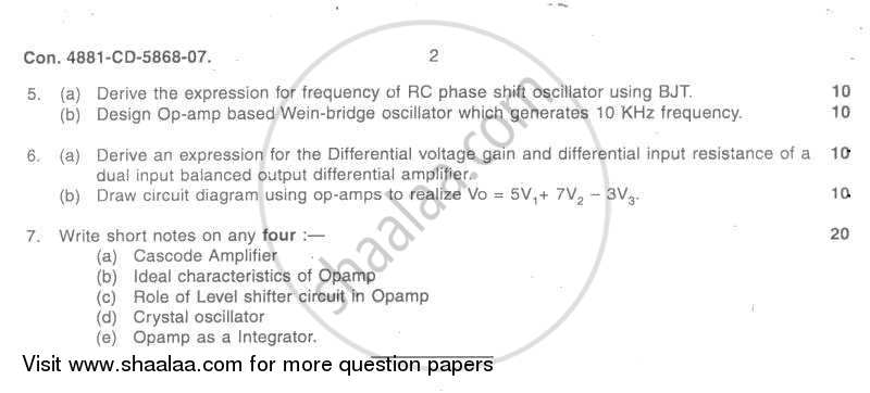 Electronic Devices and Circuits 2 2007-2008 - B.E. - Semester 4 (SE Second Year) - University of Mumbai question paper with PDF download