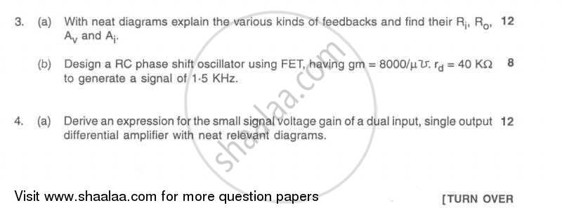 Electronic Devices and Circuits 2 2009-2010 - B.E. - Semester 4 (SE Second Year) - University of Mumbai question paper with PDF download