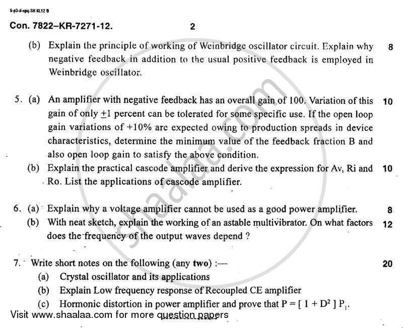 Electronic Devices and Circuits 2 2012-2013 - B.E. - Semester 4 (SE Second Year) - University of Mumbai question paper with PDF download