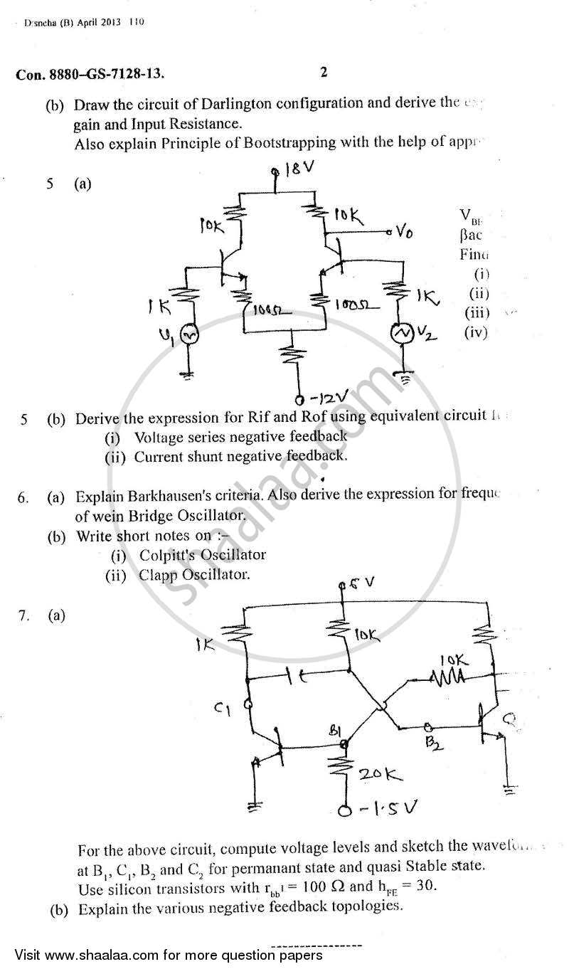 Electronic Devices and Circuits 2 2012-2013 - B.E. - Semester 4 (SE Second Year) - University of Mumbai question paper with PDF download