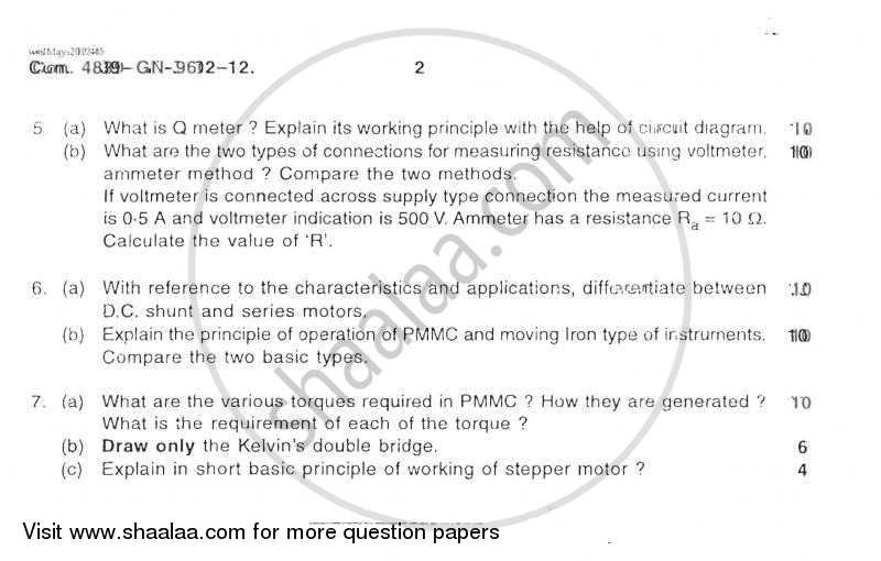 Electronic and Electrical Measuring Instruments and Machine 2011-2012 - B.E. - Semester 4 (SE Second Year) - University of Mumbai question paper with PDF download