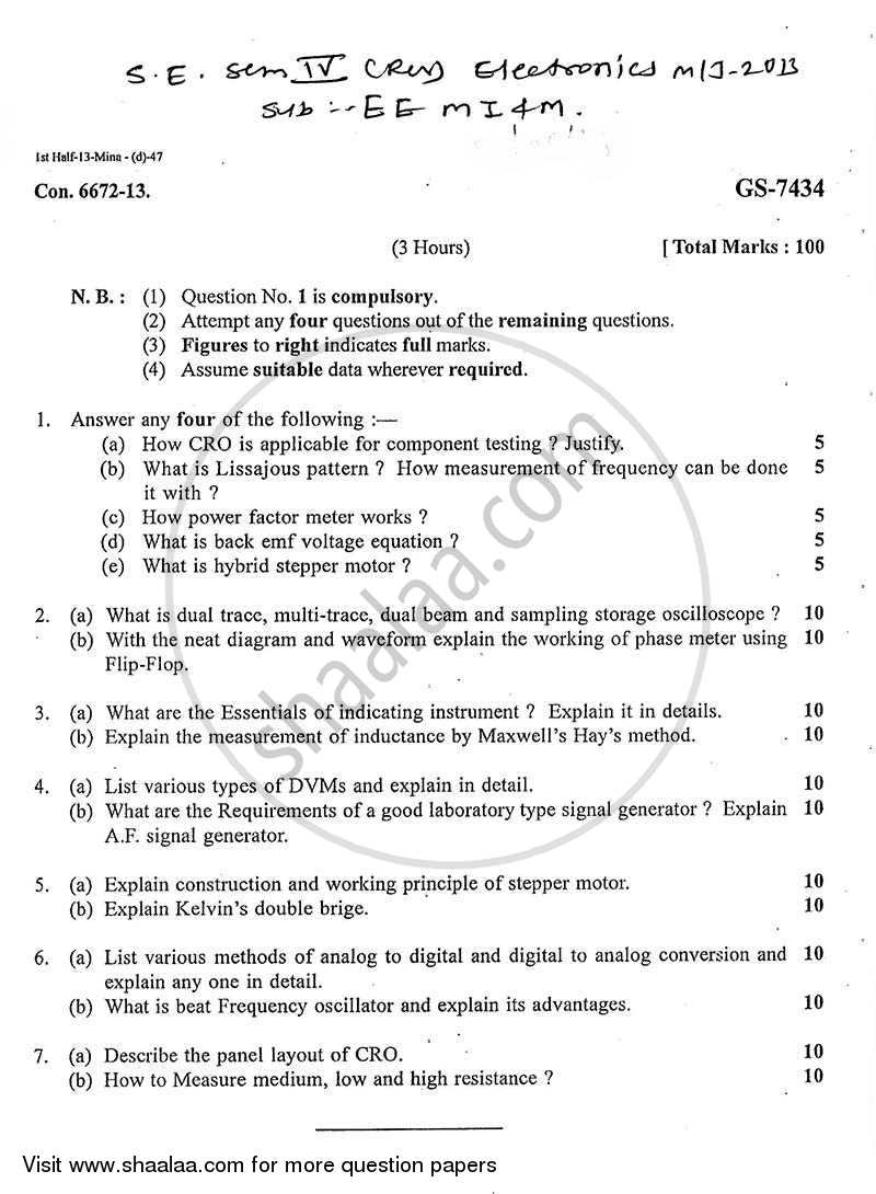Electronic and Electrical Measuring Instruments and Machine 2012-2013 - B.E. - Semester 4 (SE Second Year) - University of Mumbai question paper with PDF download