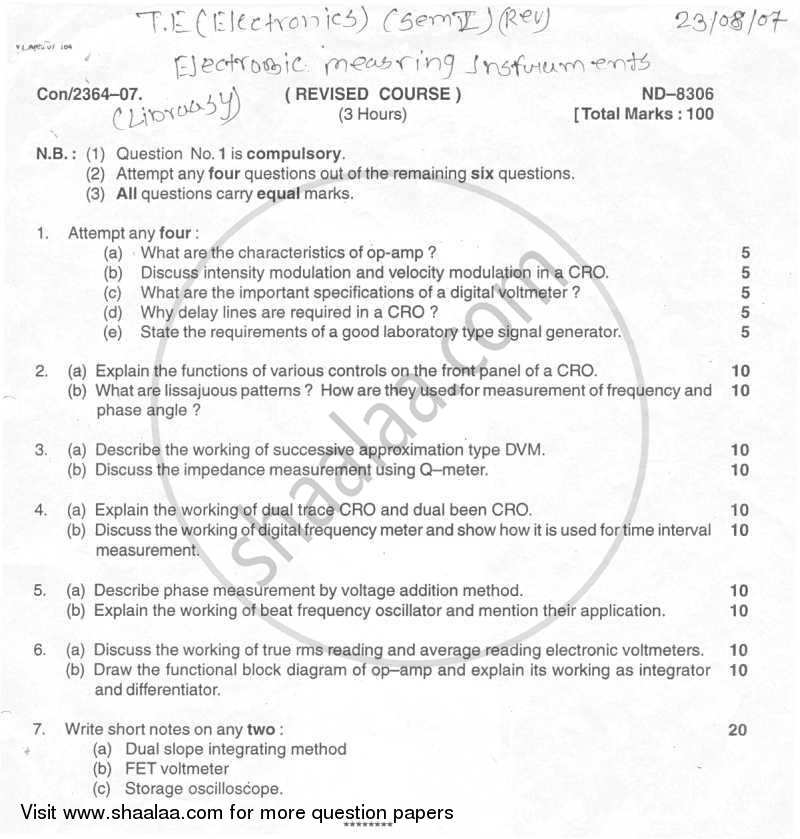 Electronic Instrumentation 2006-2007 - B.E. - Semester 6 (TE Third Year) - University of Mumbai question paper with PDF download