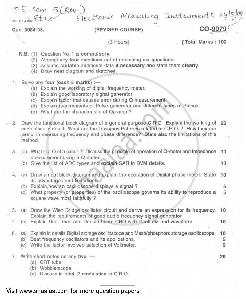 Electronic Instrumentation 2007-2008 - B.E. - Semester 6 (TE Third Year) - University of Mumbai question paper with PDF download