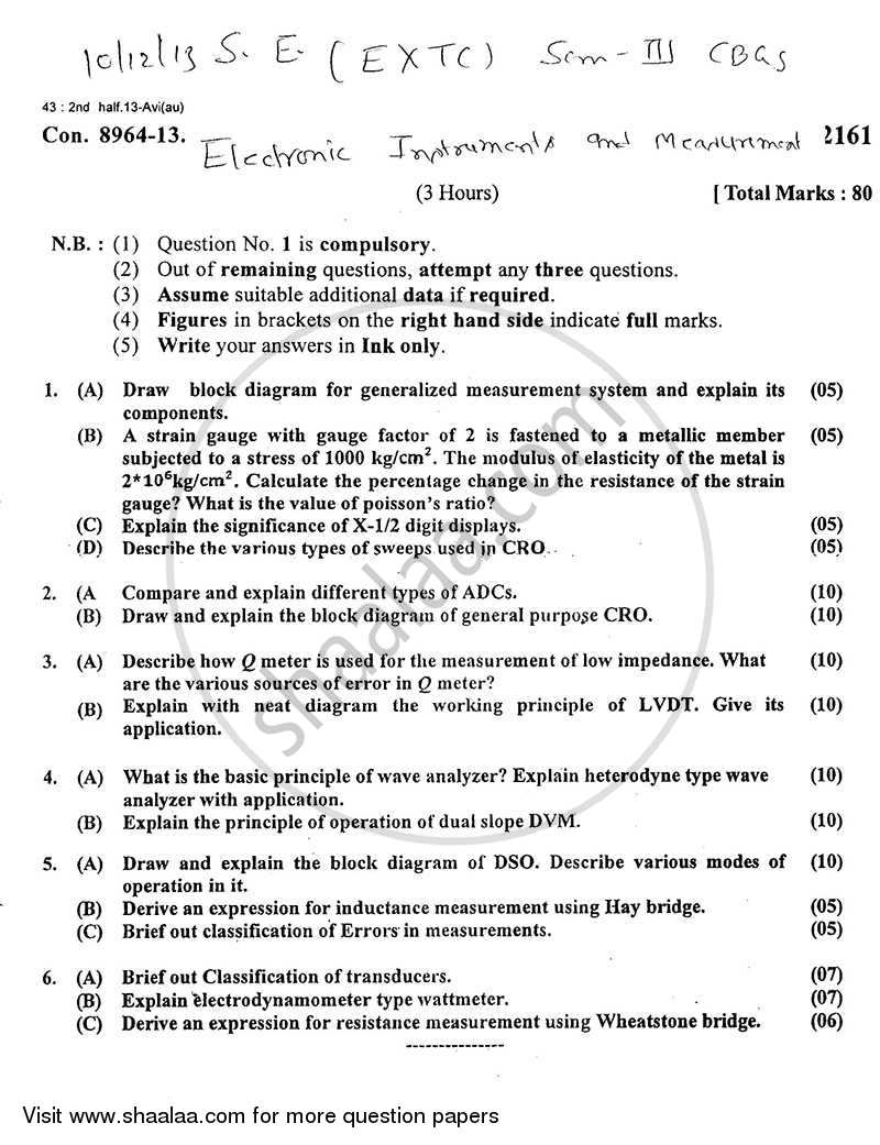Electronic Instruments and Measurements 2013-2014 - B.E. - Semester 3 (SE Second Year) - University of Mumbai question paper with PDF download