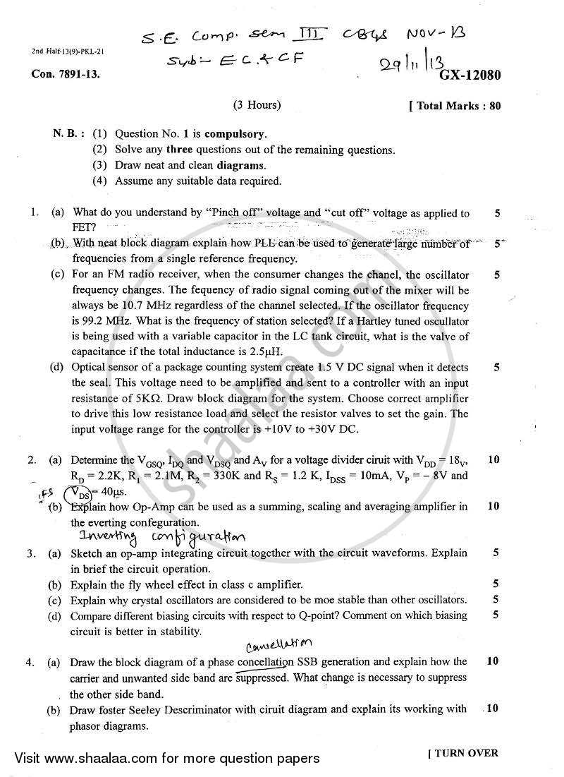 Electronics Devices and Linear Circuits 2013-2014 - B.E. - Semester 3 (SE Second Year) - University of Mumbai question paper with PDF download