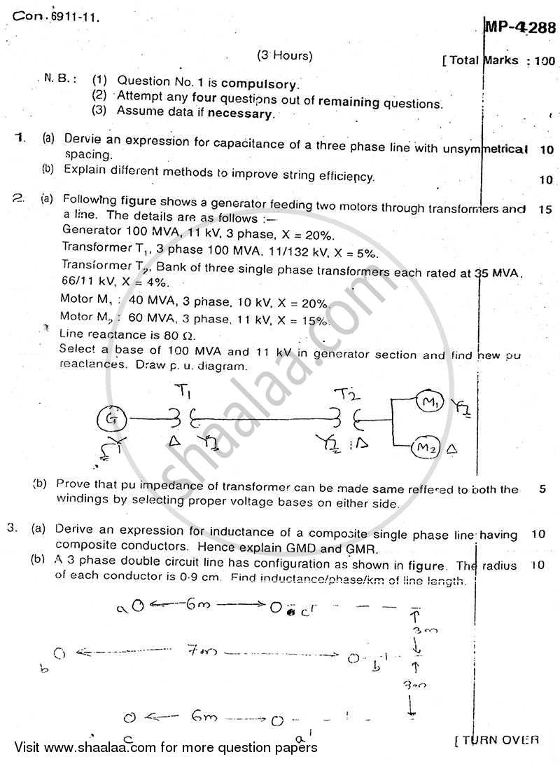 Elements of Power System 2011-2012 - B.E. - Semester 4 (SE Second Year) - University of Mumbai question paper with PDF download