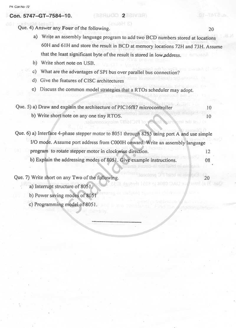 Embedded Systems for Instrumentation 2010-2011 - B.E. - Semester 6 (TE Third Year) - University of Mumbai question paper with PDF download