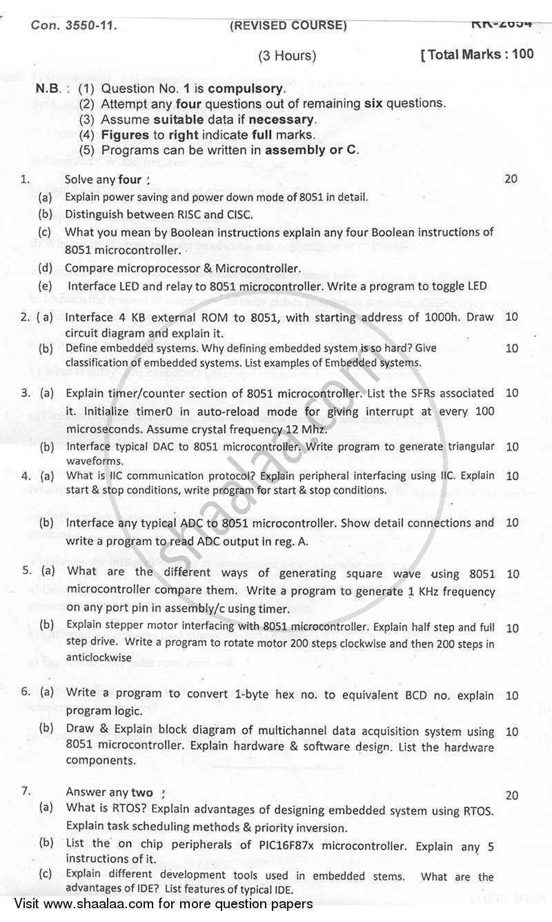 Embedded Systems for Instrumentation 2010-2011 - B.E. - Semester 6 (TE Third Year) - University of Mumbai question paper with PDF download
