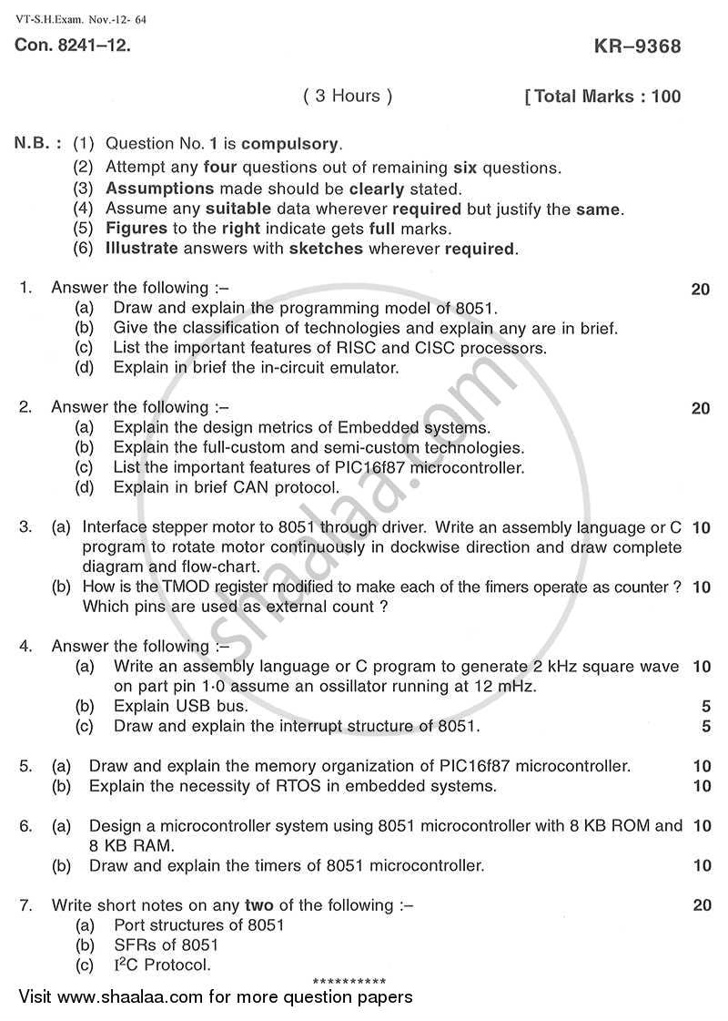 Embedded Systems for Instrumentation 2012-2013 - B.E. - Semester 6 (TE Third Year) - University of Mumbai question paper with PDF download