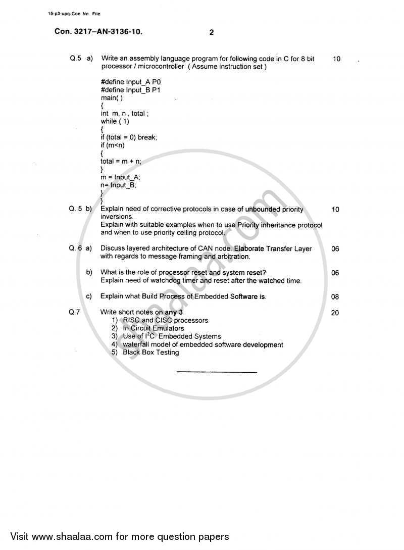 Embedded Systems and Real Time Programming 2009-2010 - B.E. - Semester 8 (BE Fourth Year) - University of Mumbai question paper with PDF download