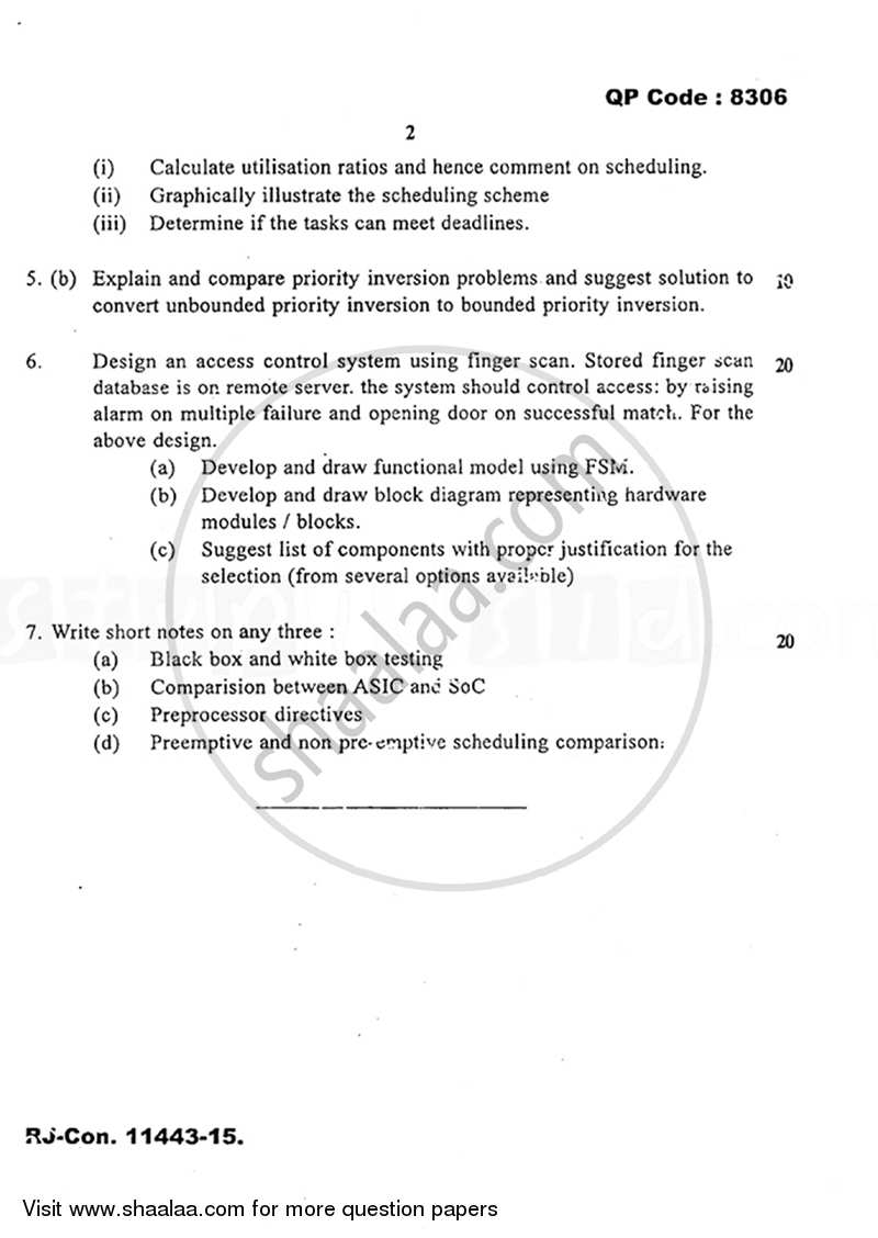 Embedded Systems and Real Time Programming 2014-2015 - B.E. - Semester 8 (BE Fourth Year) - University of Mumbai question paper with PDF download