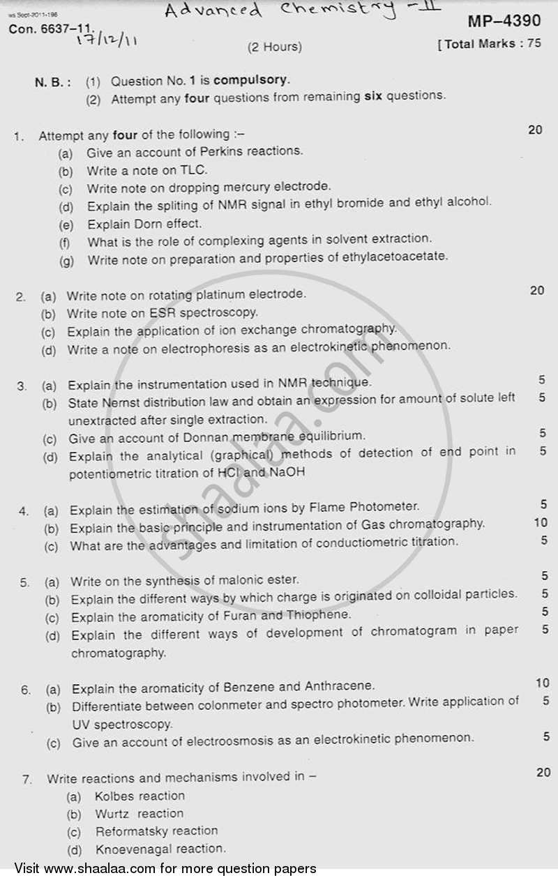 Engineering Chemistry 2 2011-2012 - B.E. - Semester 4 (SE Second Year) - University of Mumbai question paper with PDF download