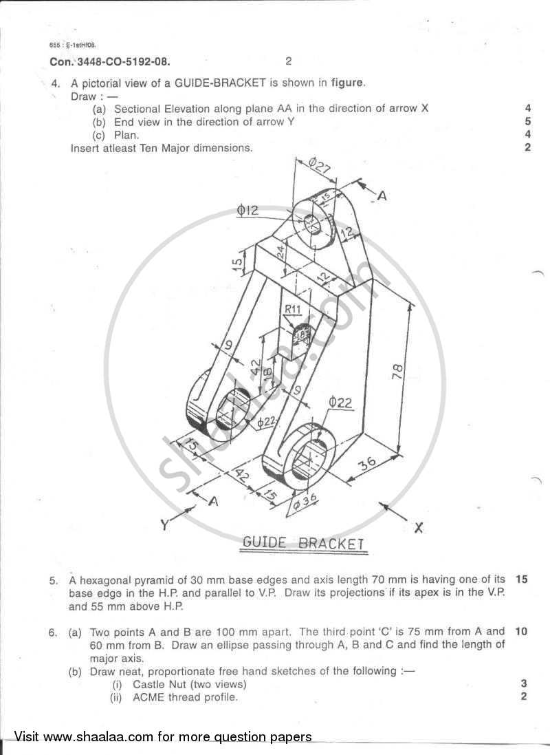 Engineering Drawing 2007-2008 - B.E. - Semester 2 (FE First Year) - University of Mumbai question paper with PDF download