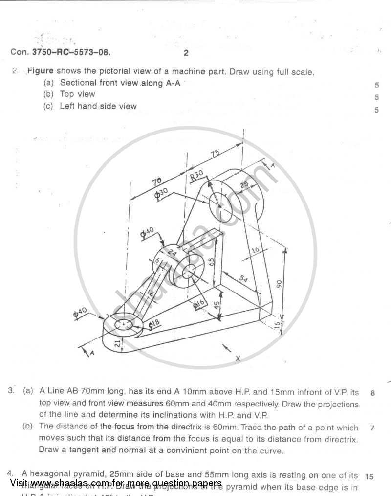 Engineering Drawing 2008-2009 - B.E. - Semester 2 (FE First Year) - University of Mumbai question paper with PDF download