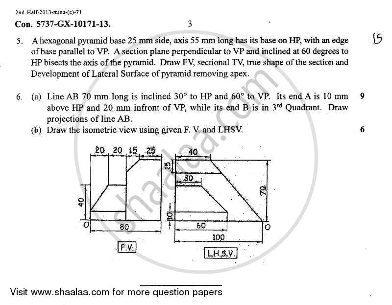 Engineering Drawing 2013-2014 - B.E. - Semester 2 (FE First Year) - University of Mumbai question paper with PDF download