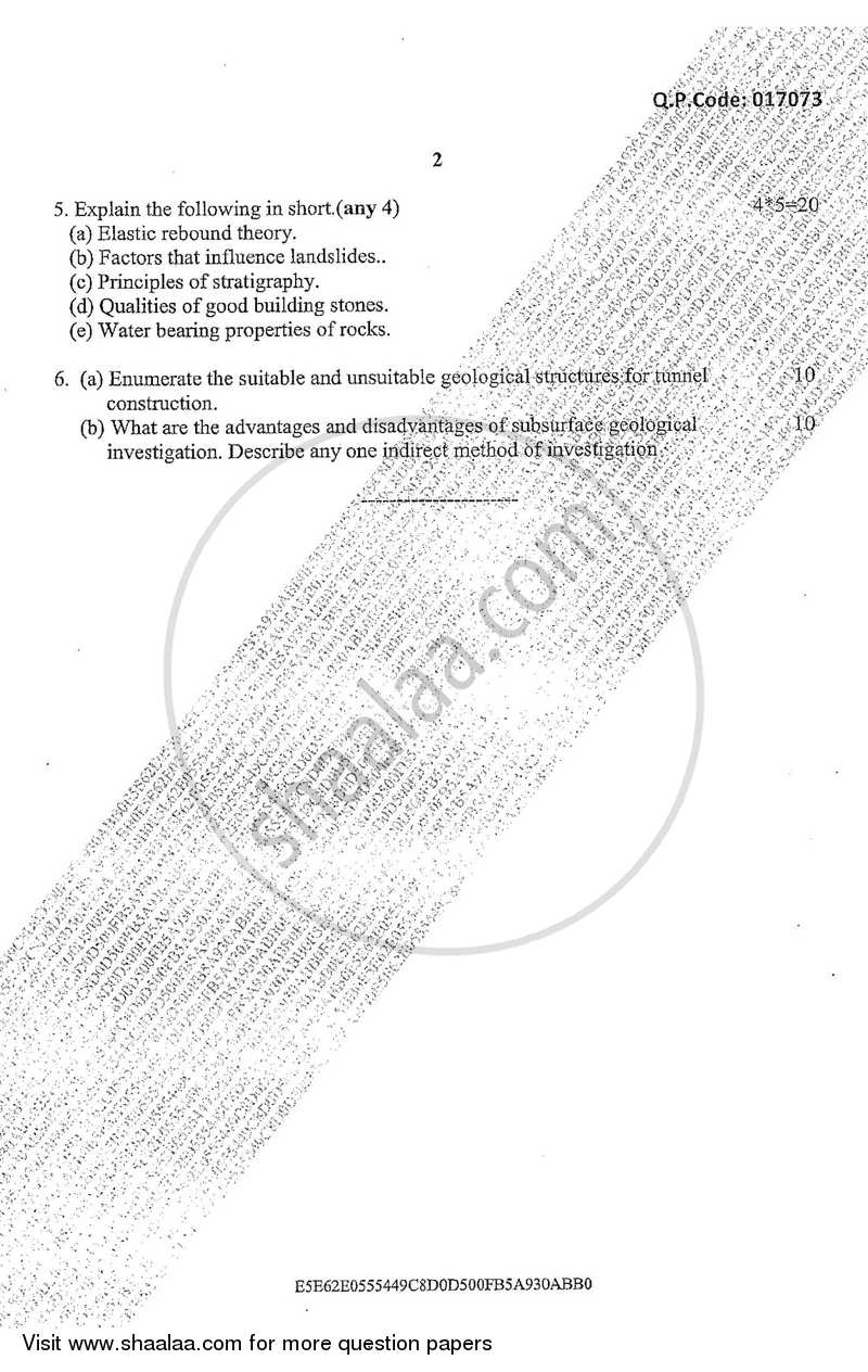 Engineering Geology 2017-2018 - B.E. - Semester 3 (SE Second Year) - University of Mumbai question paper with PDF download