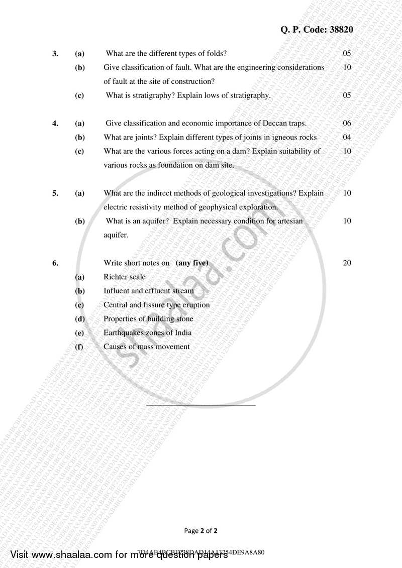 Engineering Geology 2017-2018 - B.E. - Semester 3 (SE Second Year) - University of Mumbai question paper with PDF download