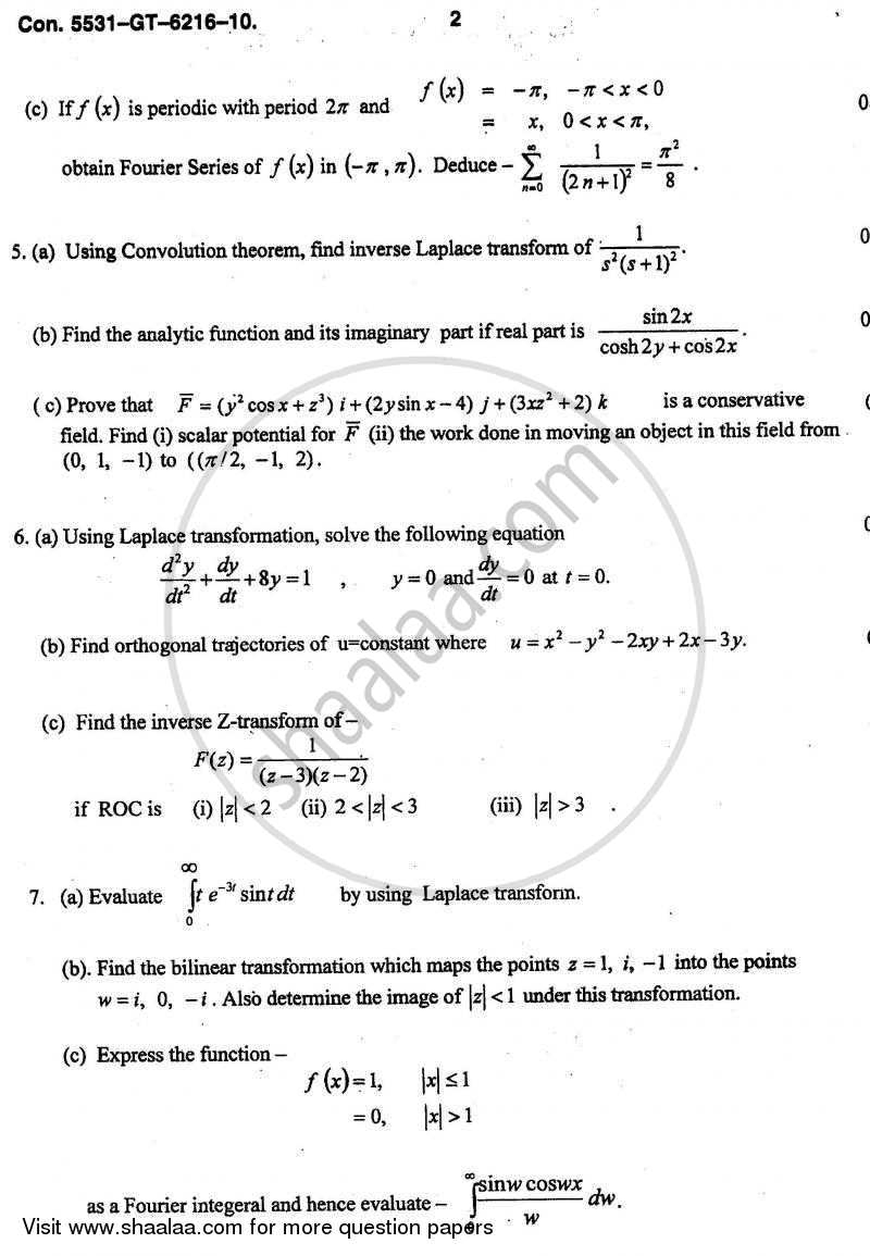 Engineering Mathematics 3 2010-2011 - B.E. - Semester 3 (SE Second Year) - University of Mumbai question paper with PDF download