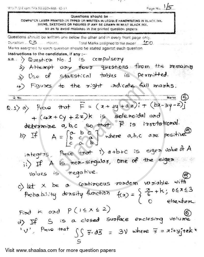 Engineering Mathematics 4 2012-2013 - B.E. - Semester 4 (SE Second Year) - University of Mumbai question paper with PDF download