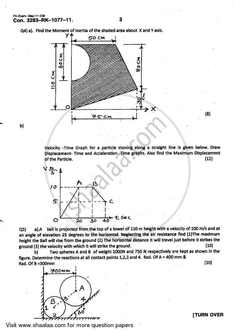 Engineering Mechanics 2010-2011 - B.E. - Semester 1 (FE First Year) - University of Mumbai question paper with PDF download