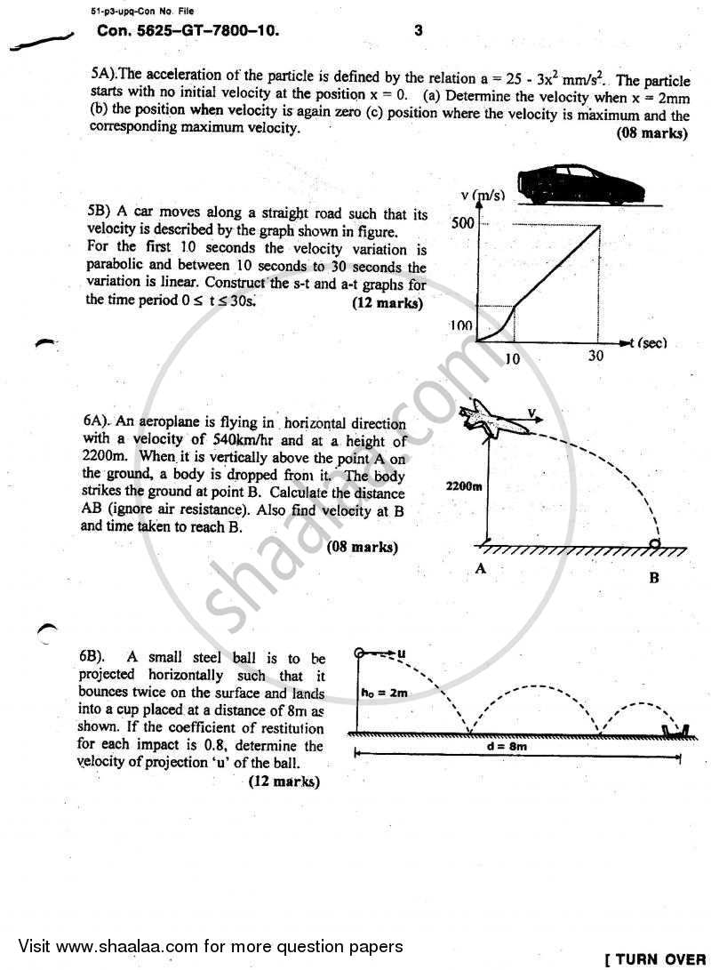 Engineering Mechanics 2010-2011 - B.E. - Semester 1 (FE First Year) - University of Mumbai question paper with PDF download