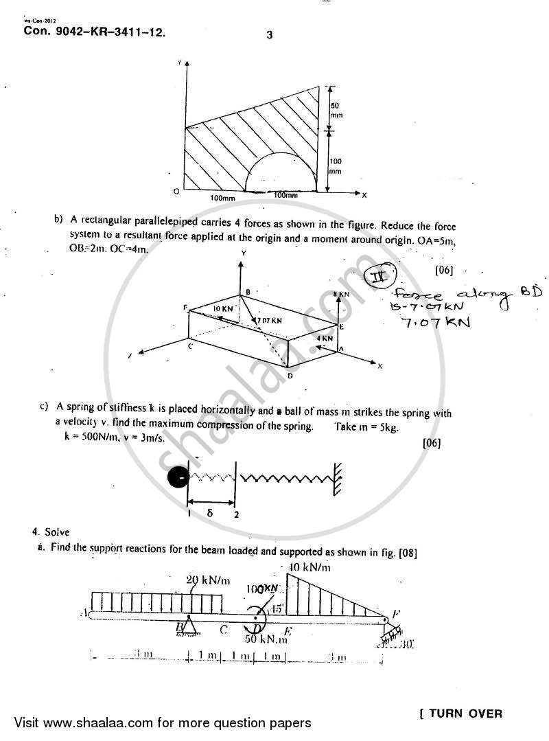 Engineering Mechanics 2012-2013 - B.E. - Semester 1 (FE First Year) - University of Mumbai question paper with PDF download