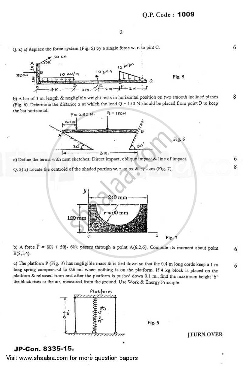 Engineering Mechanics 2014-2015 - B.E. - Semester 1 (FE First Year) - University of Mumbai question paper with PDF download