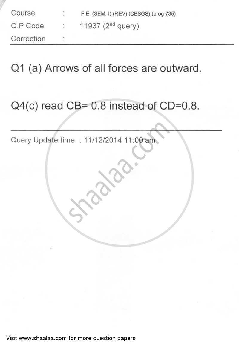 Engineering Mechanics 2014-2015 - B.E. - Semester 1 (FE First Year) - University of Mumbai question paper with PDF download