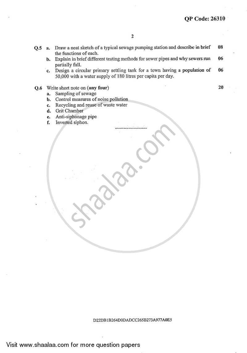 Environmental Engineering 2 2017-2018 - B.E. - Semester 7 (BE Fourth Year) - University of Mumbai question paper with PDF download