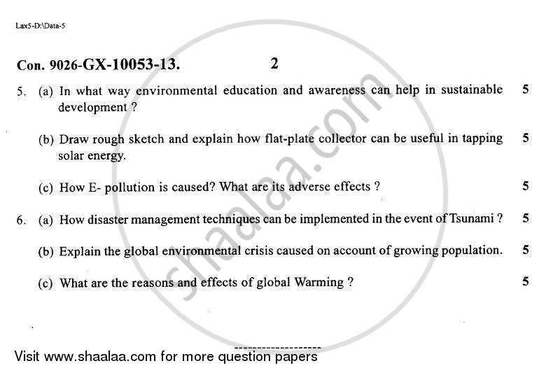 Environmental Studies 2013-2014 - B.E. - Semester 1 (FE First Year) - University of Mumbai question paper with PDF download