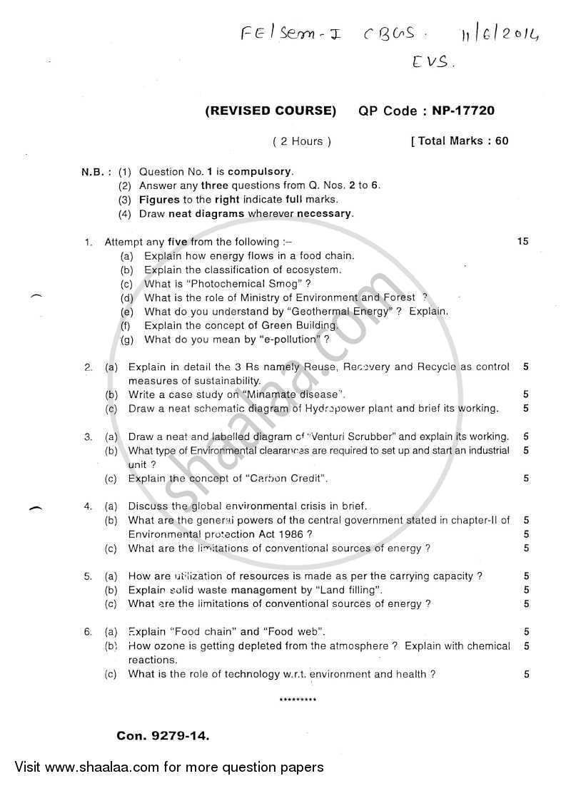 Environmental Studies 2013-2014 - B.E. - Semester 1 (FE First Year) - University of Mumbai question paper with PDF download