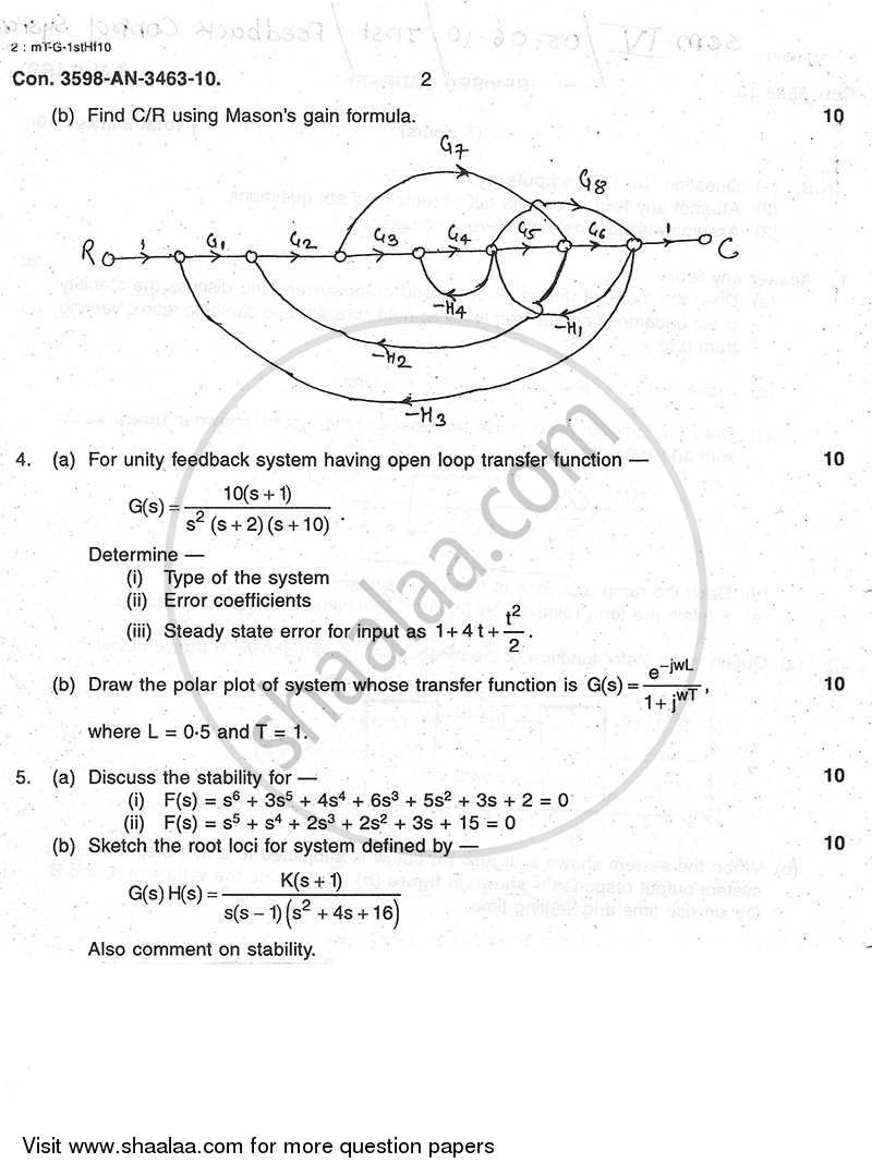 Feedback Control System 2009-2010 - B.E. - Semester 4 (SE Second Year) - University of Mumbai question paper with PDF download