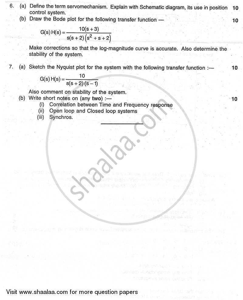 Feedback Control System 2009-2010 - B.E. - Semester 4 (SE Second Year) - University of Mumbai question paper with PDF download