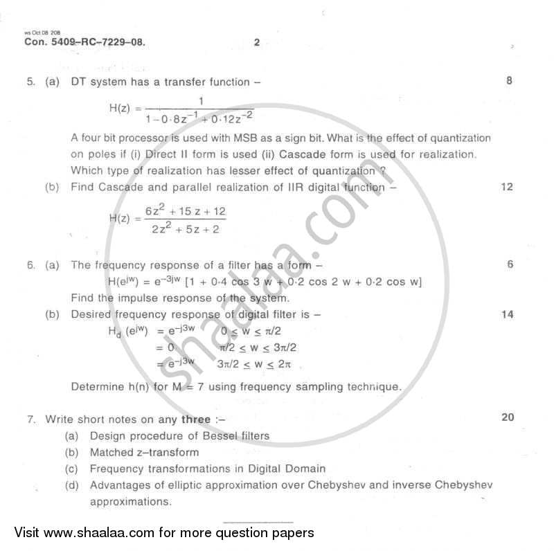 Filter Design 2008-2009 - B.E. - Semester 7 (BE Fourth Year) - University of Mumbai question paper with PDF download