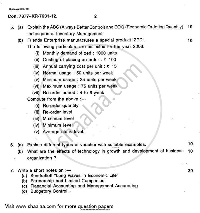 Financial Accounting and Management of Technology Innovation 2012-2013 - B.E. - Semester 4 (SE Second Year) - University of Mumbai question paper with PDF download