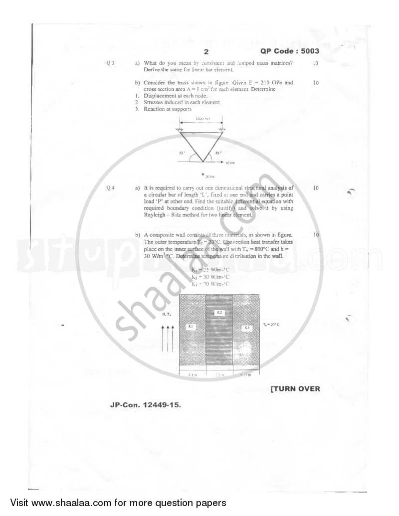 Finite Element Analysis 2014-2015 - B.E. - Semester 6 (TE Third Year) - University of Mumbai question paper with PDF download