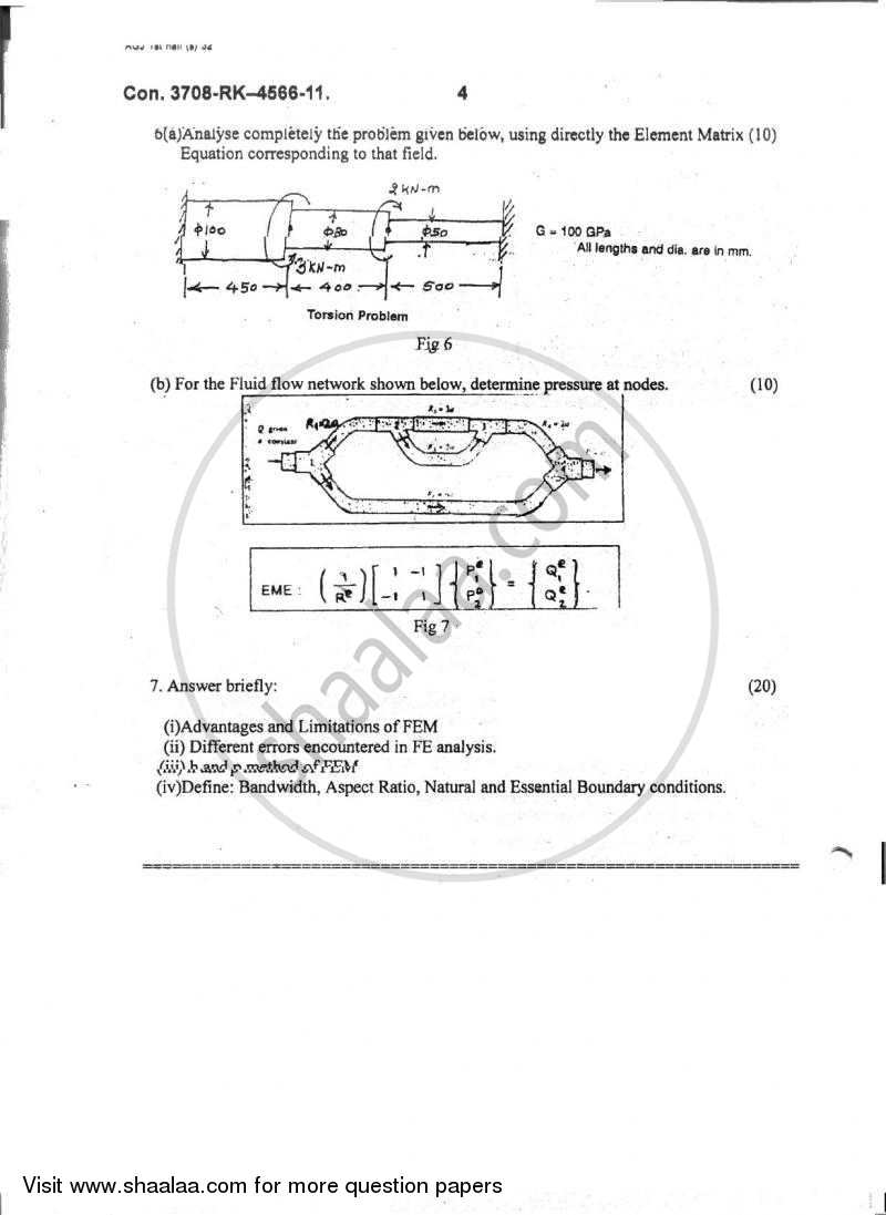 Finite Element Analysis 2010-2011 - B.E. - Semester 8 (BE Fourth Year) - University of Mumbai question paper with PDF download