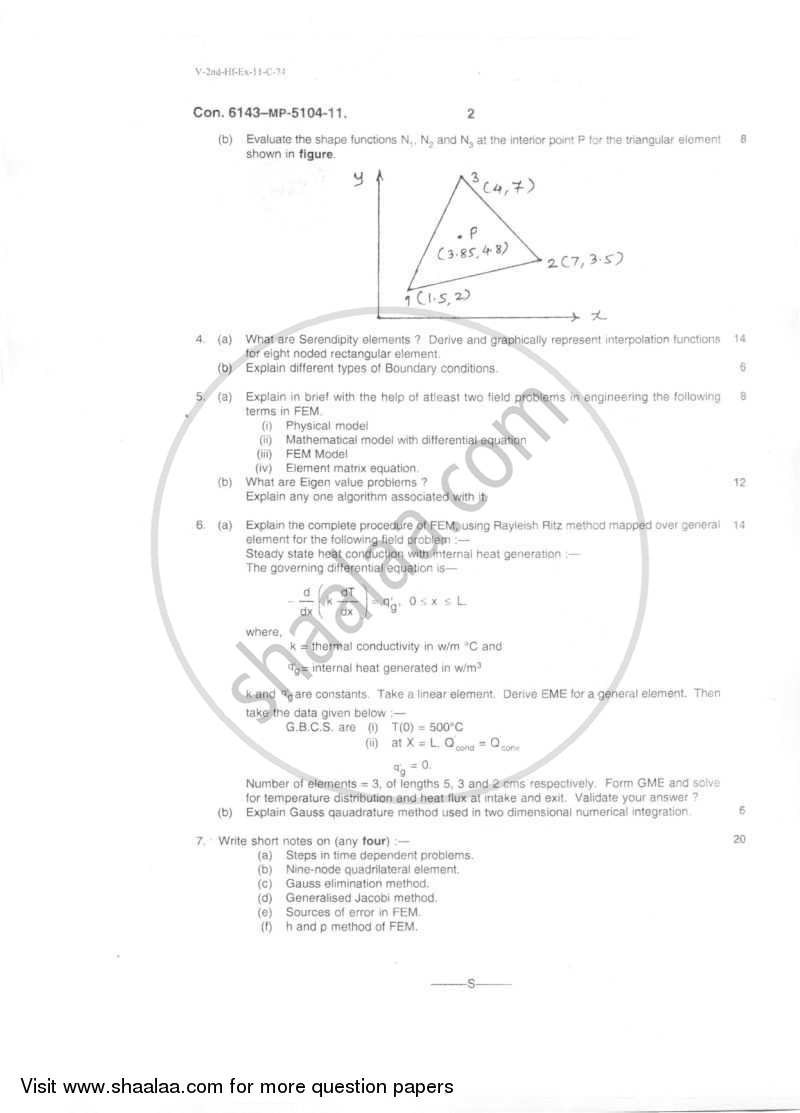 Finite Element Analysis 2011-2012 - B.E. - Semester 8 (BE Fourth Year) - University of Mumbai question paper with PDF download