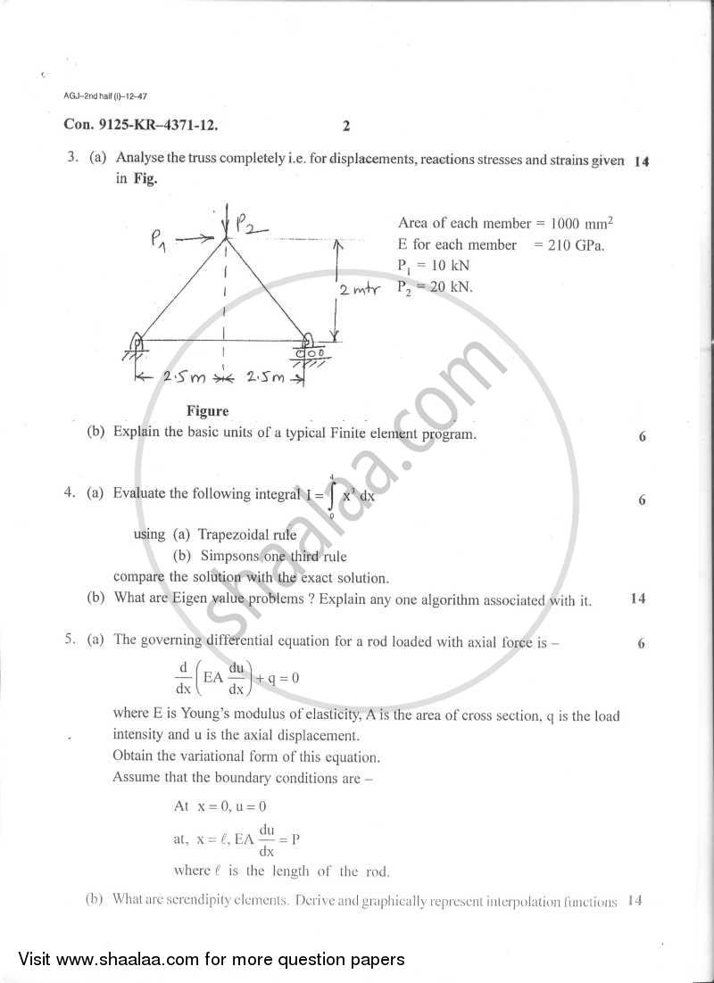 Finite Element Analysis 2012-2013 - B.E. - Semester 8 (BE Fourth Year) - University of Mumbai question paper with PDF download